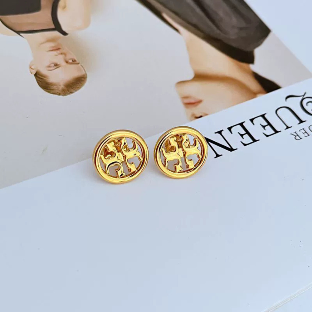 Tory Burch Letter Cutout Metal Earrings
